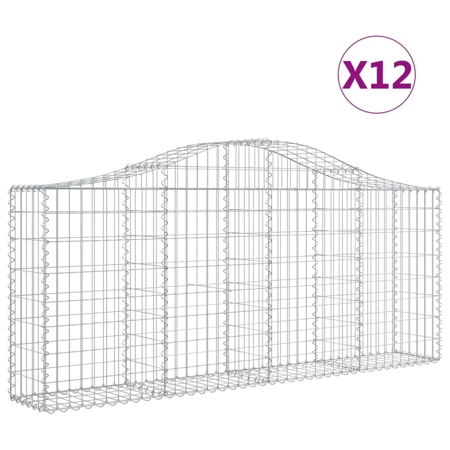 Schanskorven 12 st gewelfd 200x30x80/100 cm ijzer 12 200 x 30 x 80/100 cm
