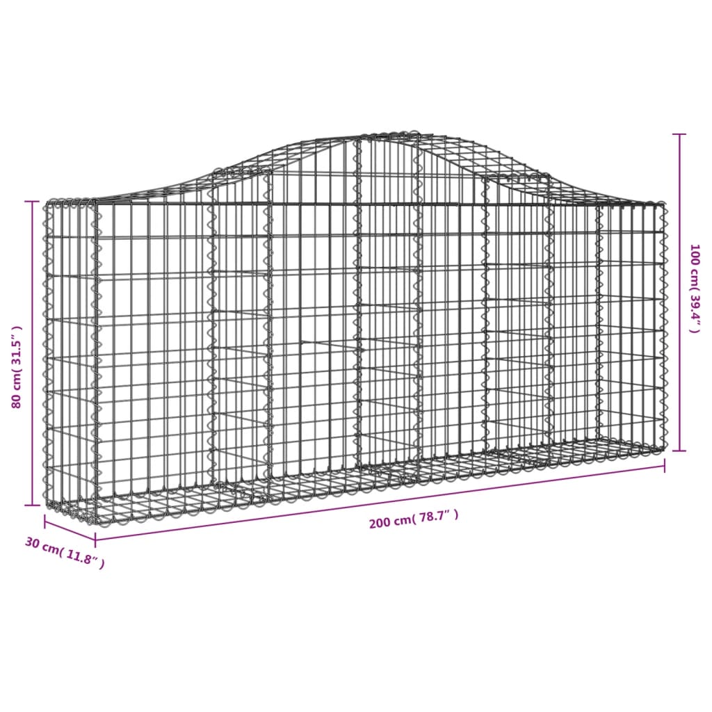 Schanskorven 12 st gewelfd 200x30x80/100 cm ijzer 12 200 x 30 x 80/100 cm