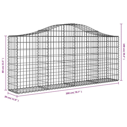 Schanskorven 12 st gewelfd 200x30x80/100 cm ijzer 12 200 x 30 x 80/100 cm