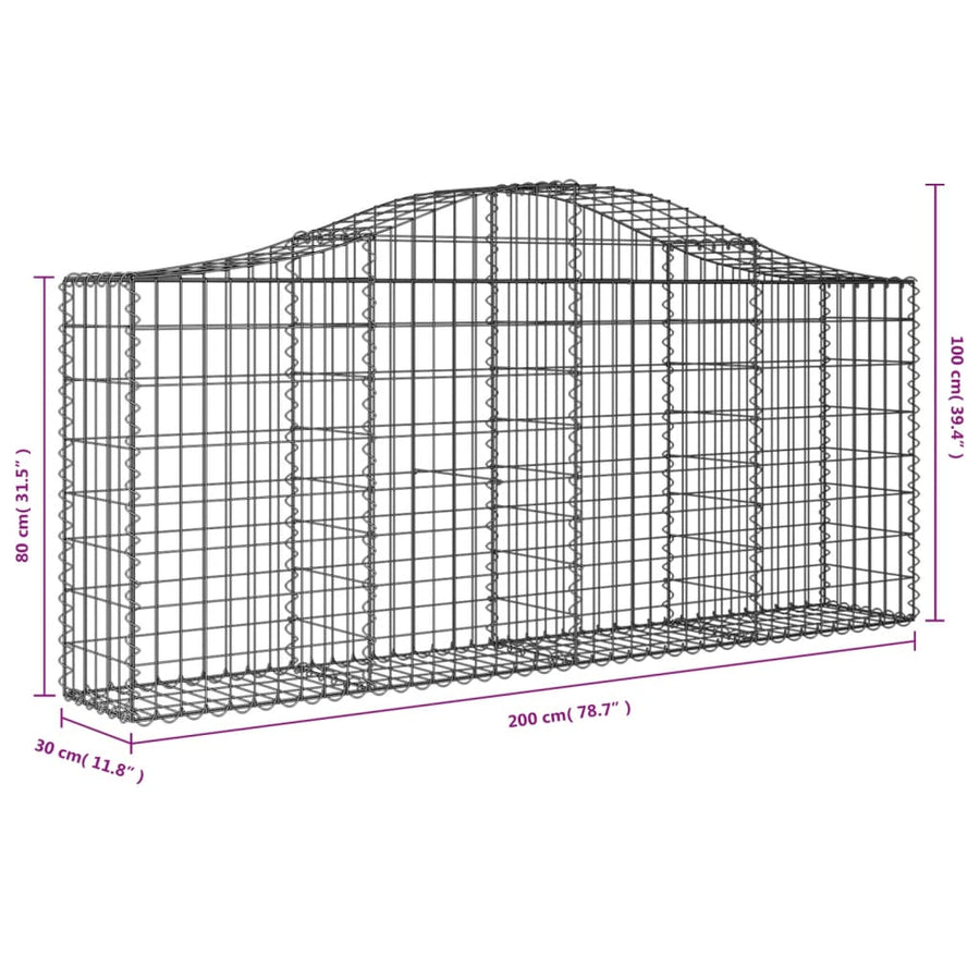 Schanskorven 12 st gewelfd 200x30x80/100 cm ijzer 12 200 x 30 x 80/100 cm