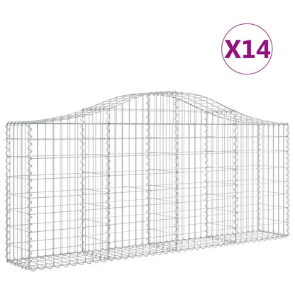 Schanskorven 14 st gewelfd 200x30x80/100 cm ijzer 14 200 x 30 x 80/100 cm