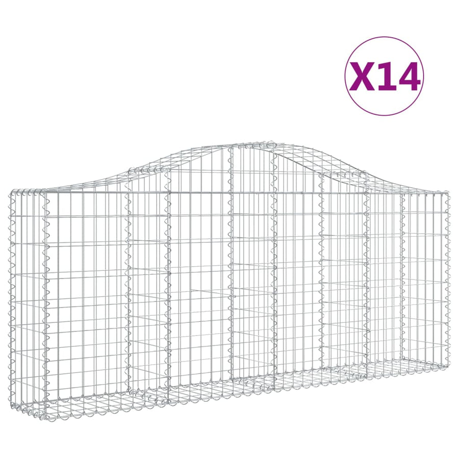 Schanskorven 14 st gewelfd 200x30x80/100 cm ijzer 14 200 x 30 x 80/100 cm