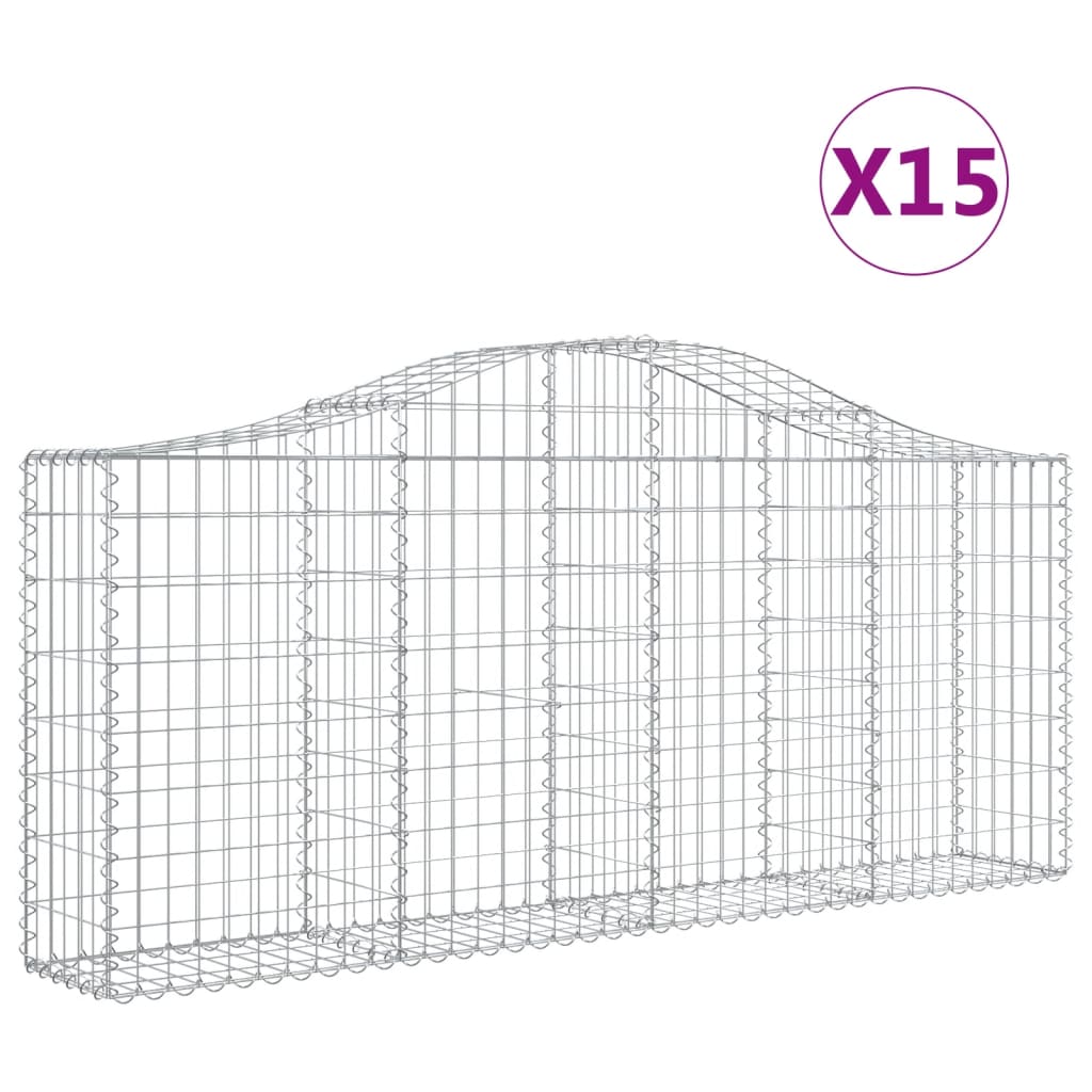 Schanskorven 15 st gewelfd 200x30x80/100 cm ijzer 15 200 x 30 x 80/100 cm