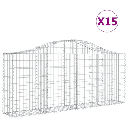 Schanskorven 15 st gewelfd 200x30x80/100 cm ijzer 15 200 x 30 x 80/100 cm