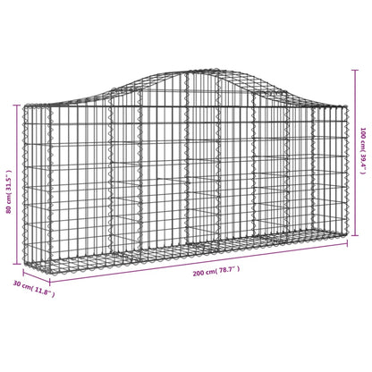 Schanskorven 15 st gewelfd 200x30x80/100 cm ijzer 15 200 x 30 x 80/100 cm