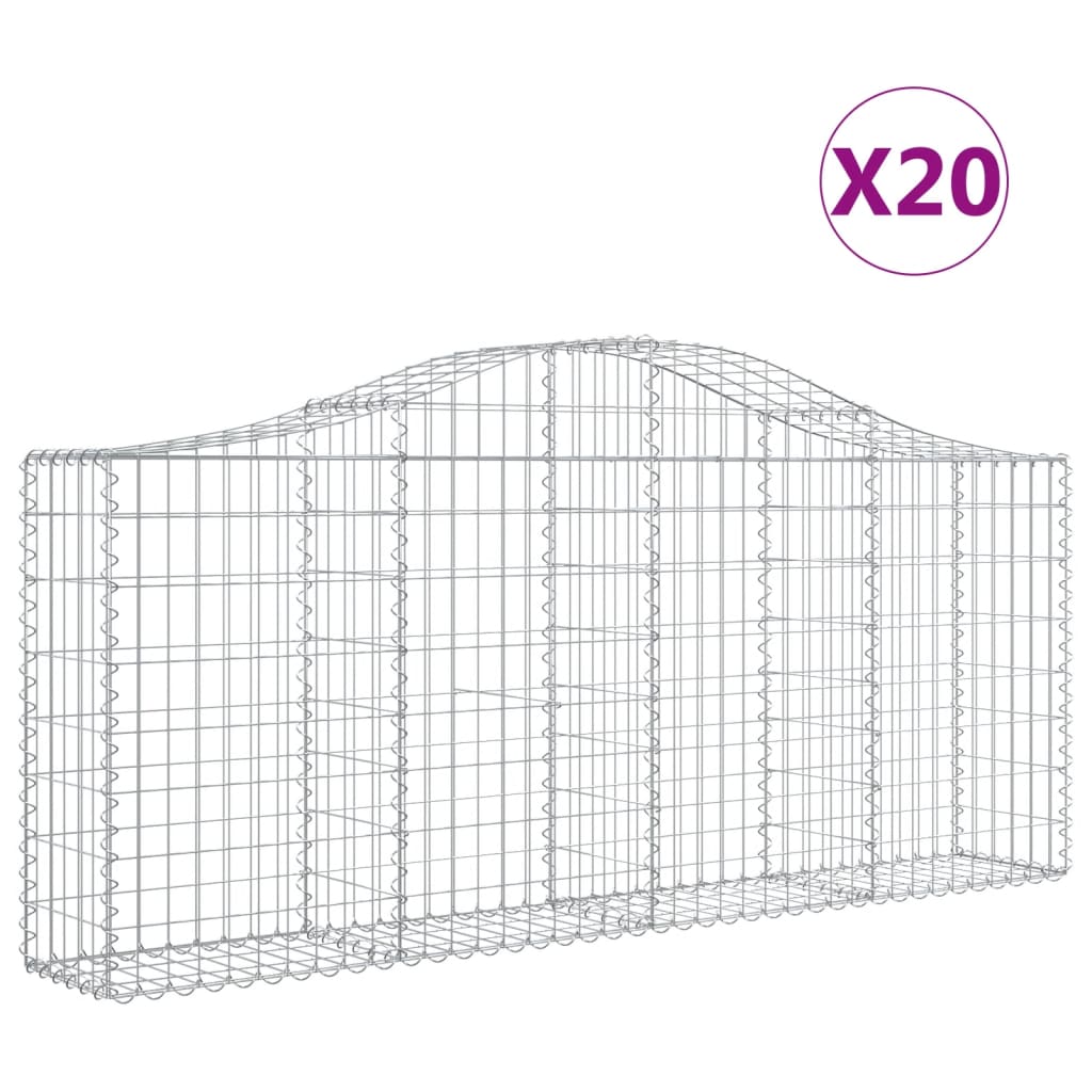 Schanskorven 20 st gewelfd 200x30x80/100 cm ijzer 20 200 x 30 x 80/100 cm