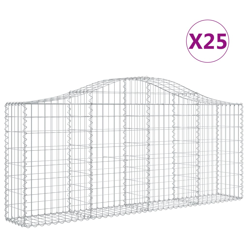 Schanskorven 25 st gewelfd 200x30x80/100 cm ijzer 25 200 x 30 x 80/100 cm