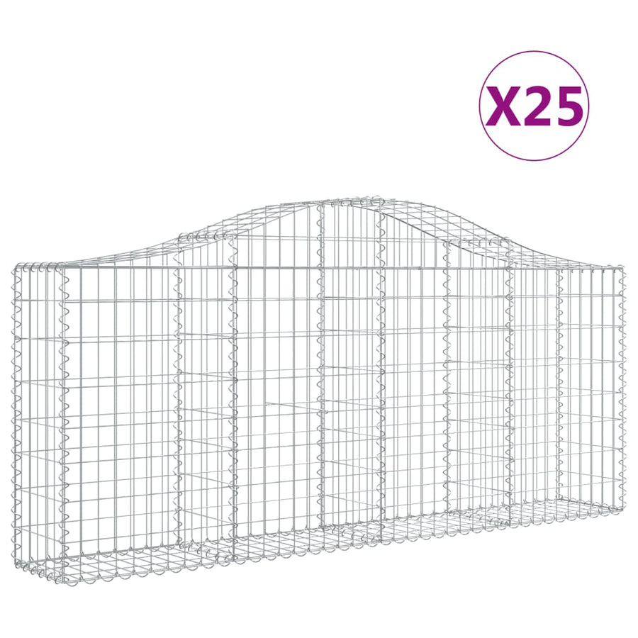 Schanskorven 25 st gewelfd 200x30x80/100 cm ijzer 25 200 x 30 x 80/100 cm