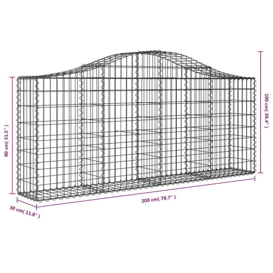Schanskorven 30 st gewelfd 200x30x80/100 cm ijzer 30 200 x 30 x 80/100 cm