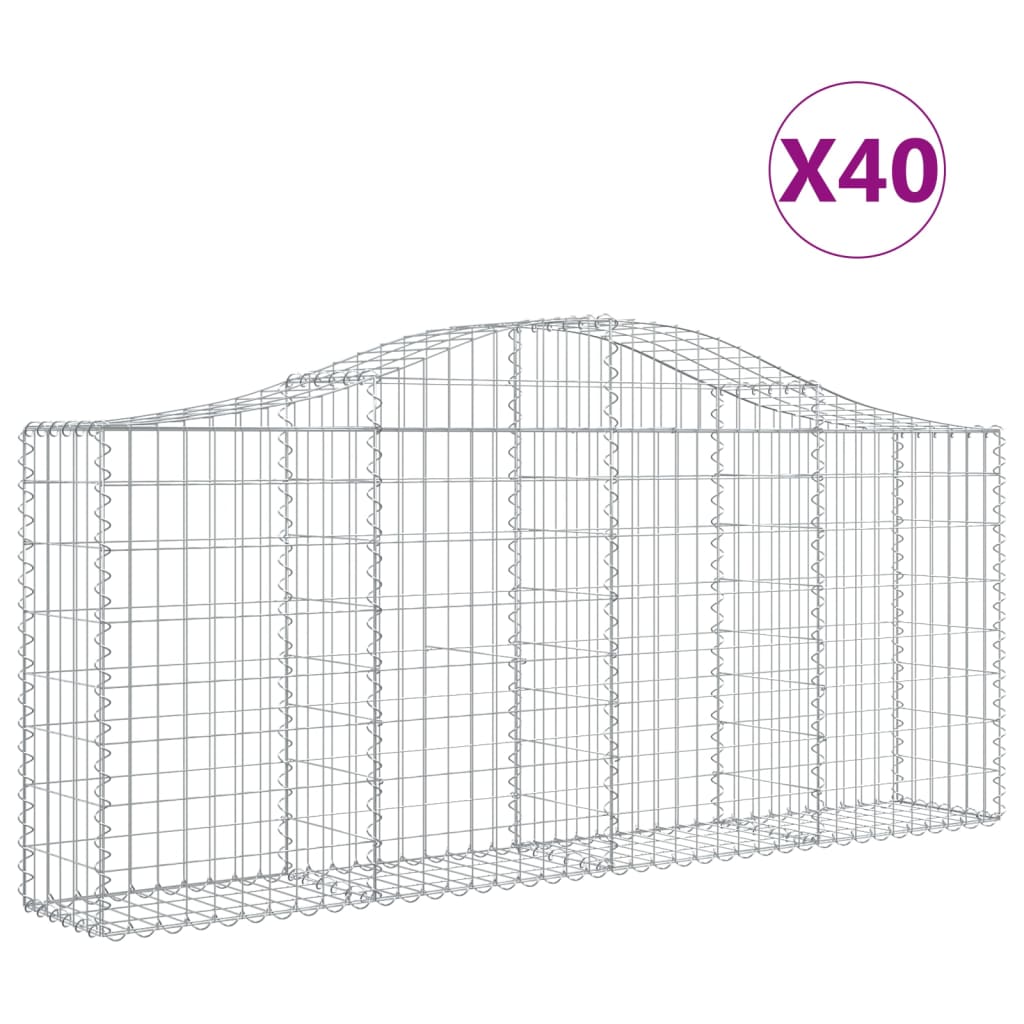 Schanskorven 40 st gewelfd 200x30x80/100 cm ijzer 40 200 x 30 x 80/100 cm