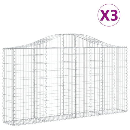 Schanskorven 3 st gewelfd 200x30x100/120 cm ijzer 3 200 x 30 x 100/120 cm