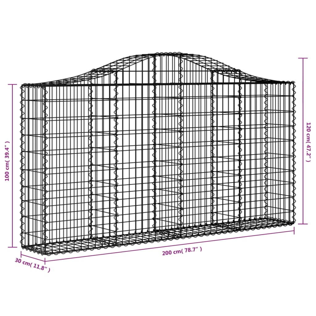 Schanskorven 5 st gewelfd 200x30x100/120 cm ijzer 5 200 x 30 x 100/120 cm