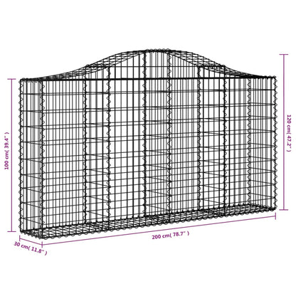 Schanskorven 5 st gewelfd 200x30x100/120 cm ijzer 5 200 x 30 x 100/120 cm