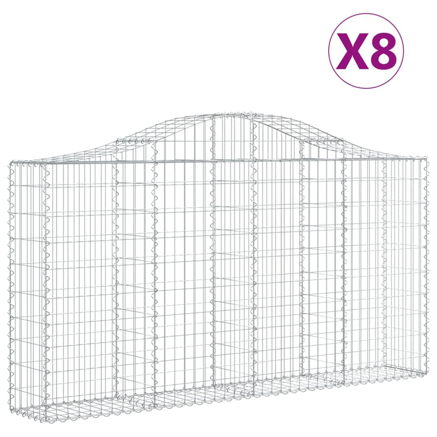 Schanskorven 8 st gewelfd 200x30x100/120 cm ijzer 8 200 x 30 x 100/120 cm