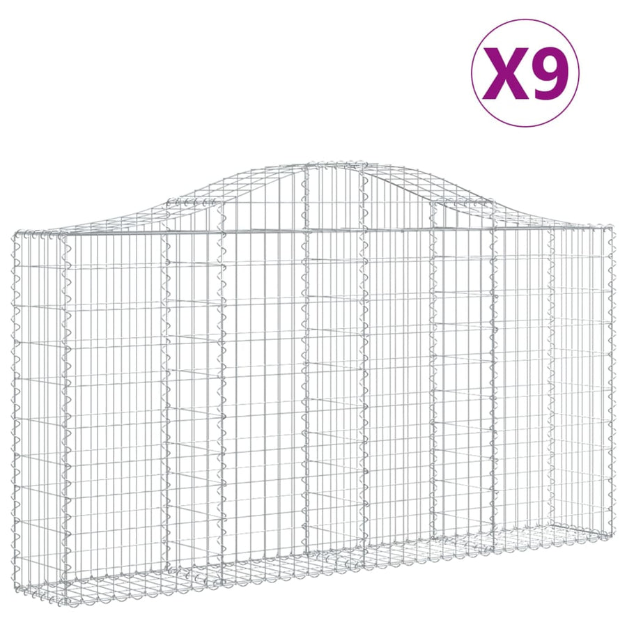 Schanskorven 9 st gewelfd 200x30x100/120 cm ijzer 9 200 x 30 x 100/120 cm