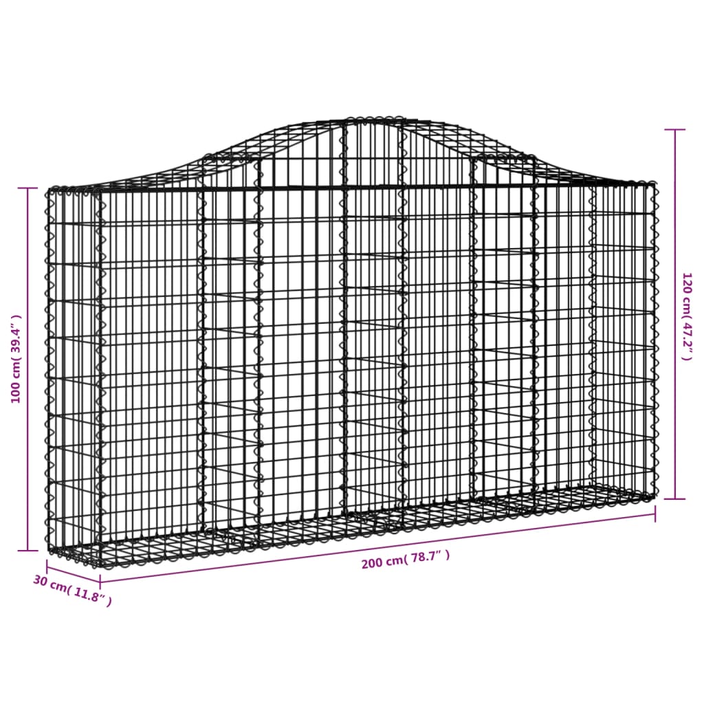 Schanskorven 10 st gewelfd 200x30x100/120 cm ijzer 10 200 x 30 x 100/120 cm