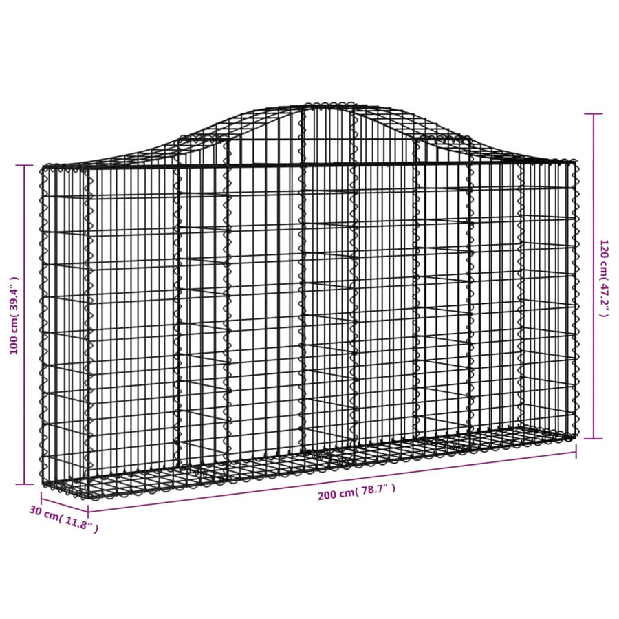Schanskorven 10 st gewelfd 200x30x100/120 cm ijzer 10 200 x 30 x 100/120 cm