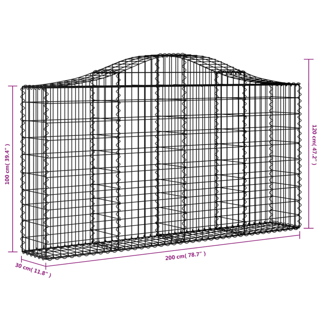Schanskorven 12 st gewelfd 200x30x100/120 cm ijzer 12 200 x 30 x 100/120 cm