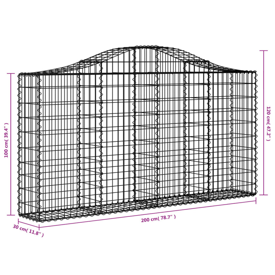 Schanskorven 13 st gewelfd 200x30x100/120 cm ijzer 13 200 x 30 x 100/120 cm