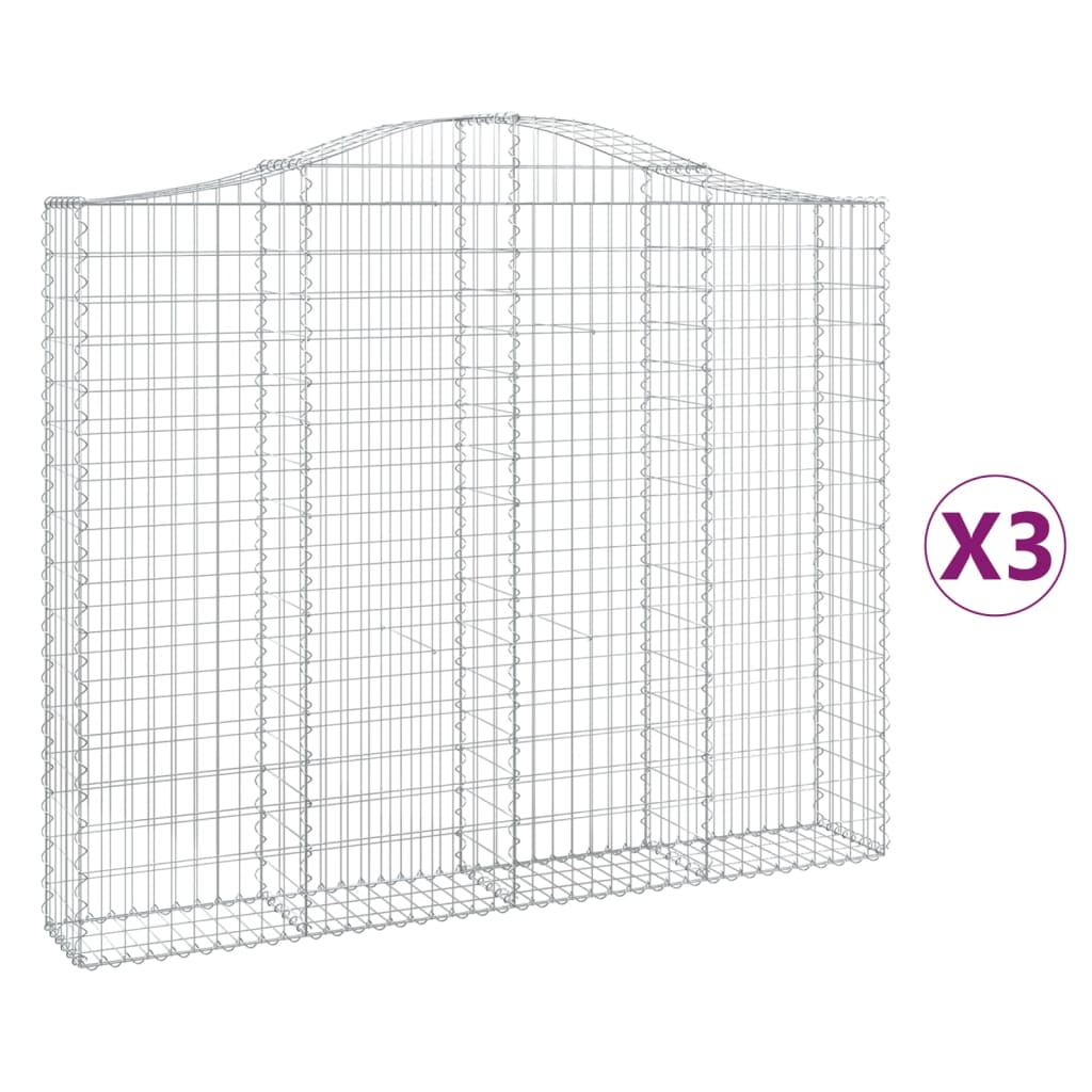 Schanskorven 3 st gewelfd 200x30x160/180 cm ijzer 3 200 x 30 x 160/180 cm