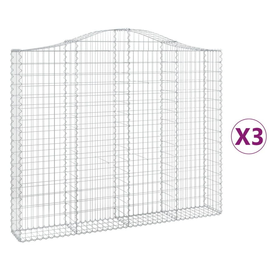 Schanskorven 3 st gewelfd 200x30x160/180 cm ijzer 3 200 x 30 x 160/180 cm