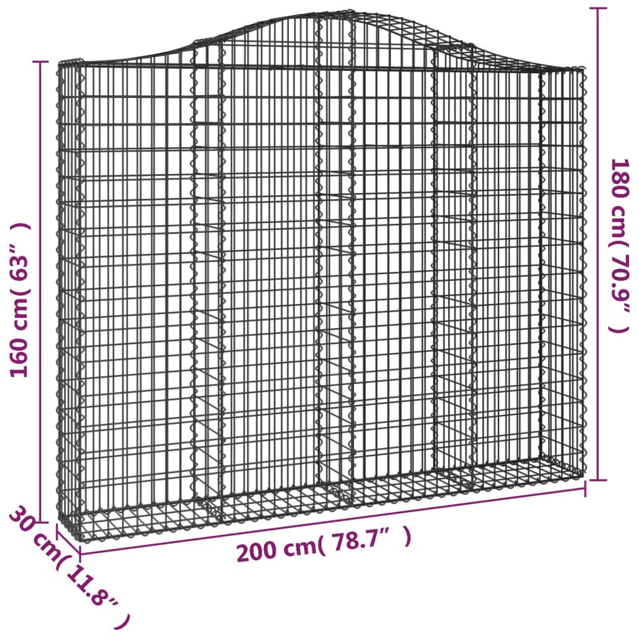 Schanskorven 3 st gewelfd 200x30x160/180 cm ijzer 3 200 x 30 x 160/180 cm