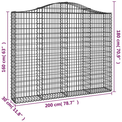 Schanskorven 4 st gewelfd 200x30x160/180 cm ijzer 4 200 x 30 x 160/180 cm