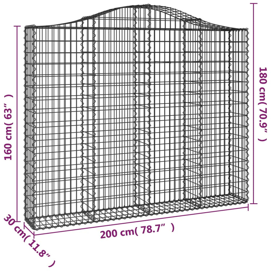 Schanskorven 4 st gewelfd 200x30x160/180 cm ijzer 4 200 x 30 x 160/180 cm