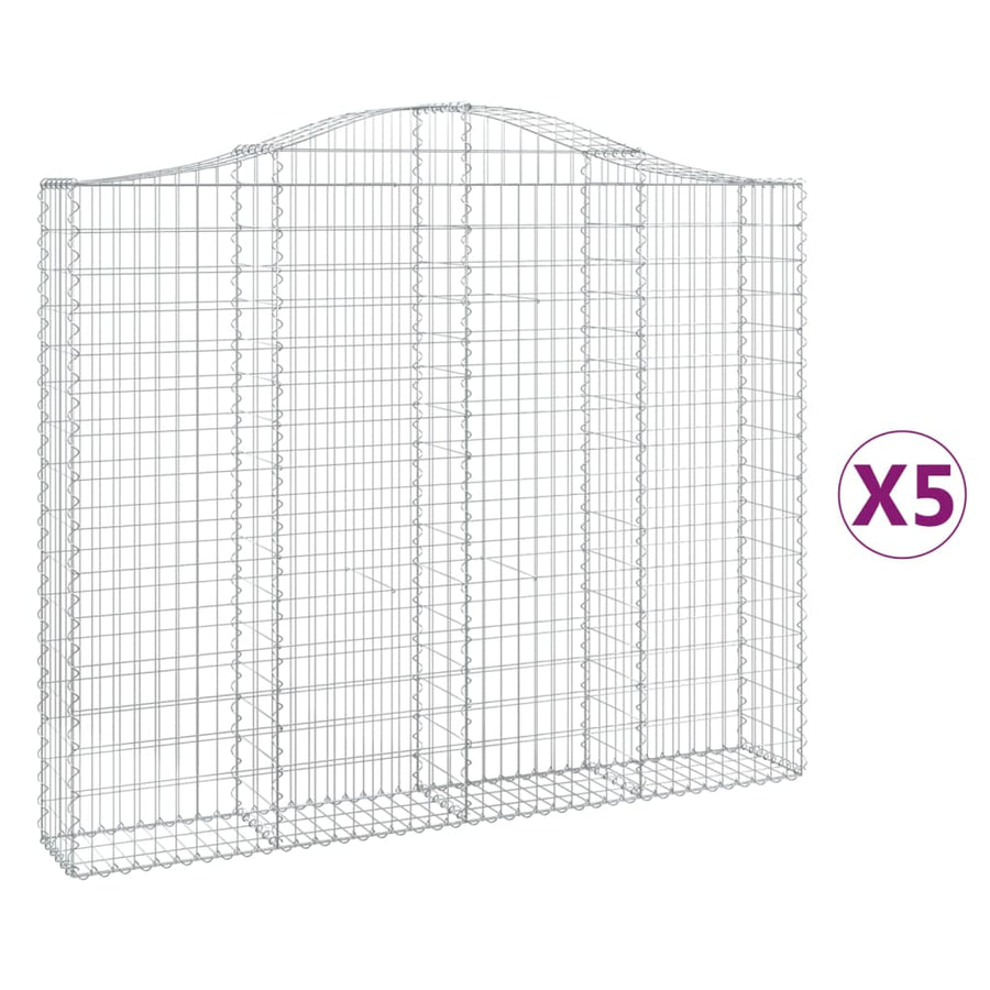 Schanskorven 5 st gewelfd 200x30x160/180 cm ijzer 5 200 x 30 x 160/180 cm
