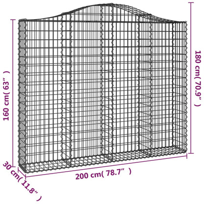 Schanskorven 7 st gewelfd 200x30x160/180 cm ijzer 7 200 x 30 x 160/180 cm