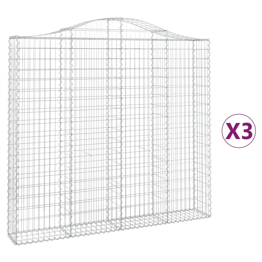 Schanskorven 3 st gewelfd 200x30x180/200 cm ijzer 3 200 x 30 x 180/200 cm