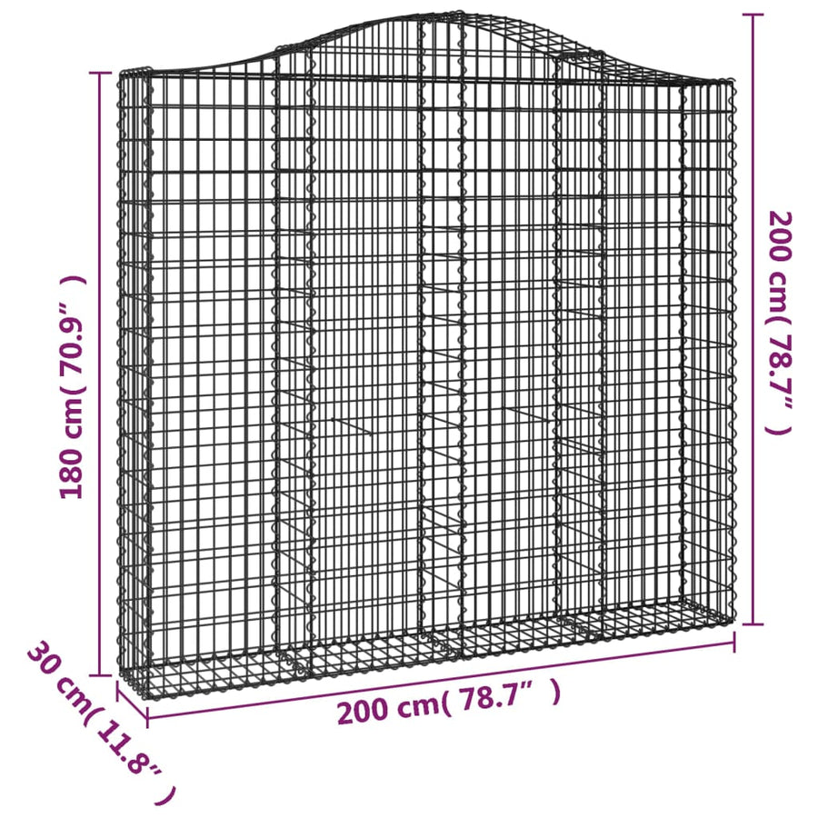 Schanskorven 3 st gewelfd 200x30x180/200 cm ijzer 3 200 x 30 x 180/200 cm