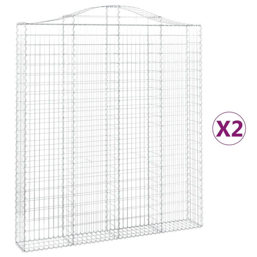 Schanskorven 2 st gewelfd 200x30x220/240 cm ijzer 2 200 x 30 x 220/240 cm