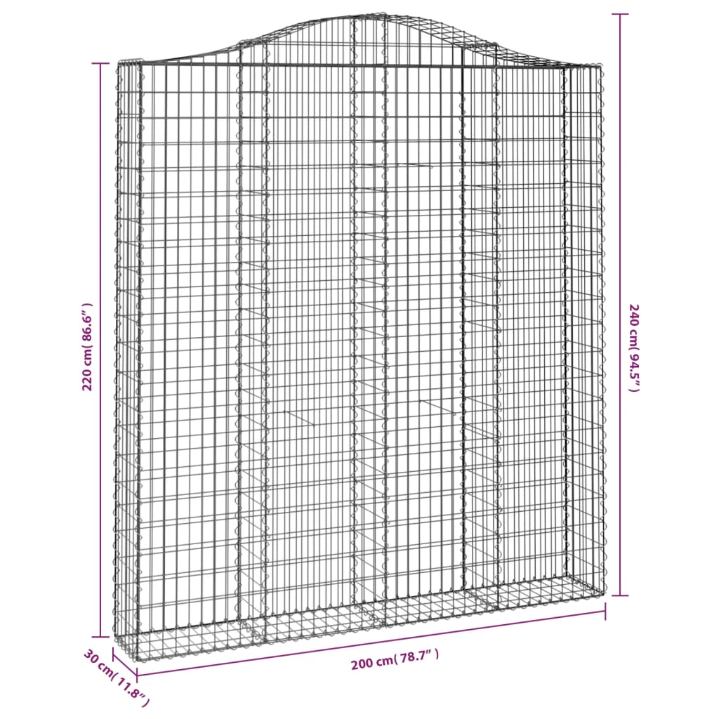 Schanskorven 2 st gewelfd 200x30x220/240 cm ijzer 2 200 x 30 x 220/240 cm