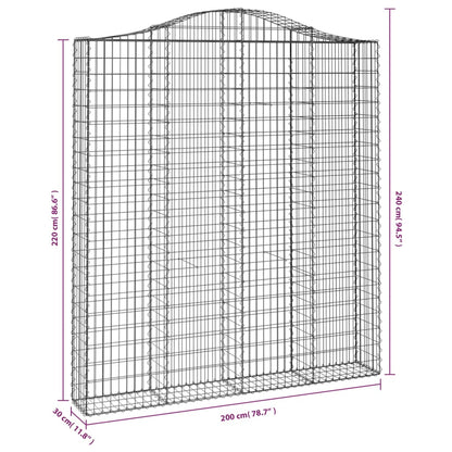 Schanskorven 2 st gewelfd 200x30x220/240 cm ijzer 2 200 x 30 x 220/240 cm