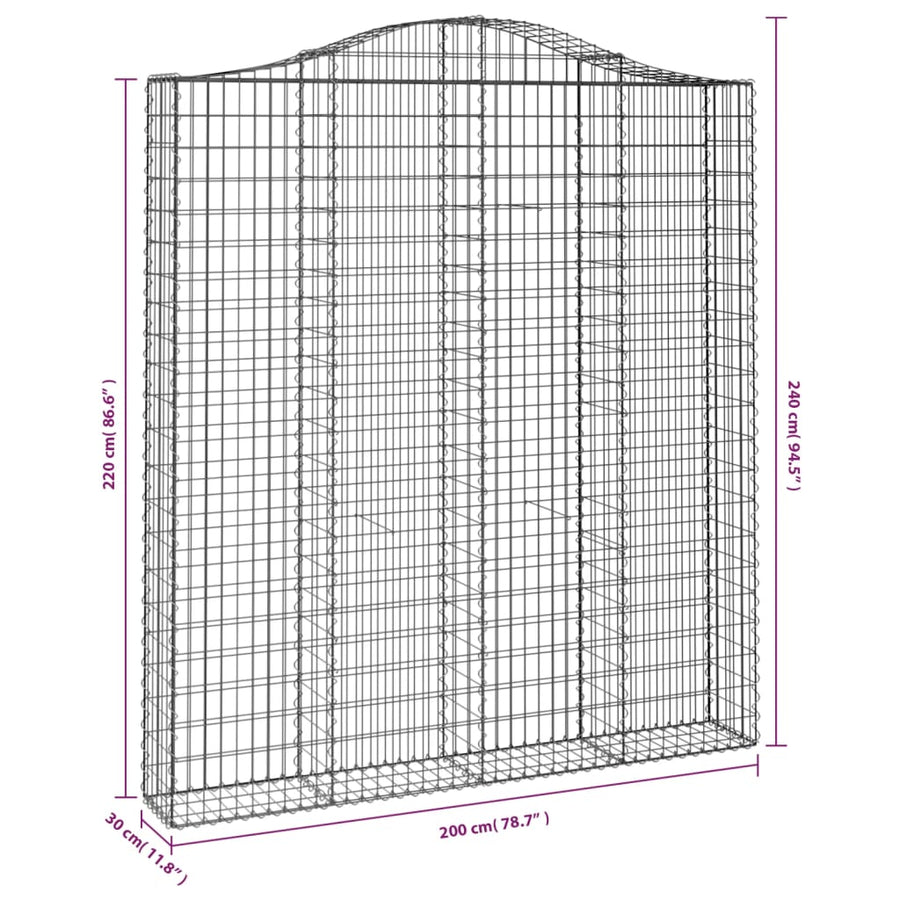 Schanskorven 2 st gewelfd 200x30x220/240 cm ijzer 2 200 x 30 x 220/240 cm