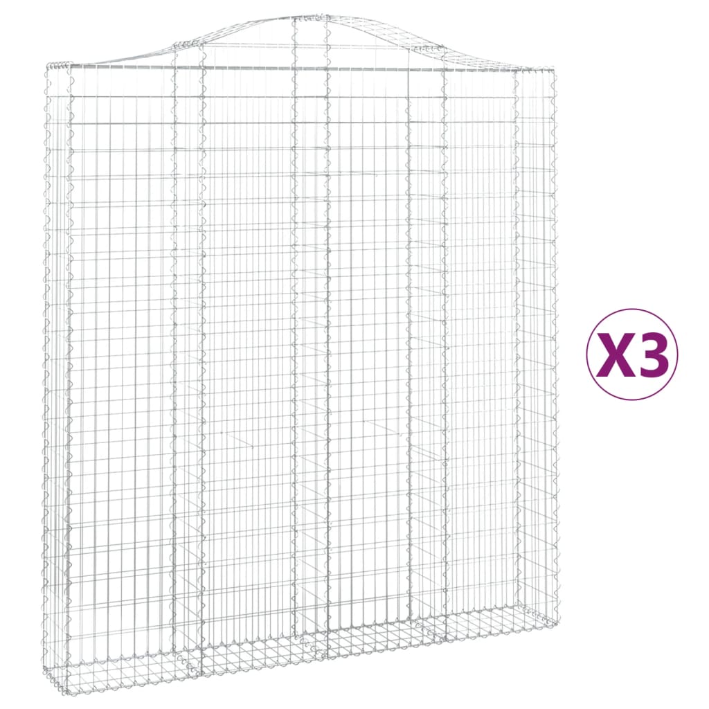 Schanskorven 3 st gewelfd 200x30x220/240 cm ijzer 3 200 x 30 x 220/240 cm