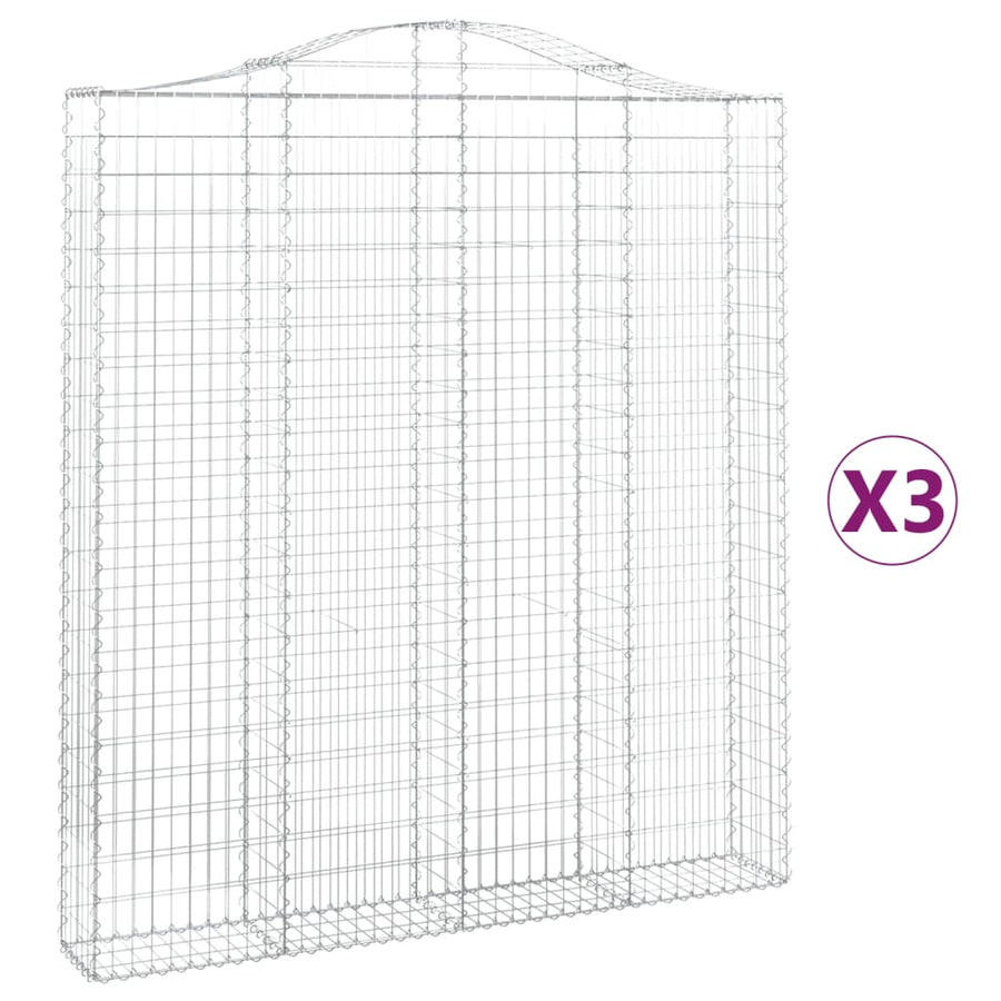 Schanskorven 3 st gewelfd 200x30x220/240 cm ijzer 3 200 x 30 x 220/240 cm