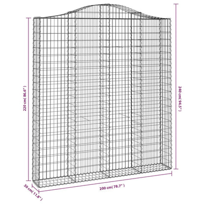Schanskorven 3 st gewelfd 200x30x220/240 cm ijzer 3 200 x 30 x 220/240 cm