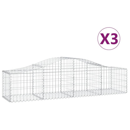 Schanskorven 3 st gewelfd 200x50x40/60 cm gegalvaniseerd ijzer 3 200 x 50 x 40/60 cm