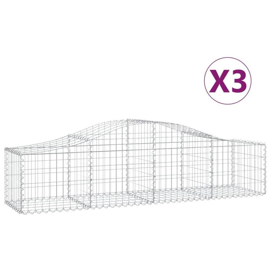 Schanskorven 3 st gewelfd 200x50x40/60 cm gegalvaniseerd ijzer 3 200 x 50 x 40/60 cm