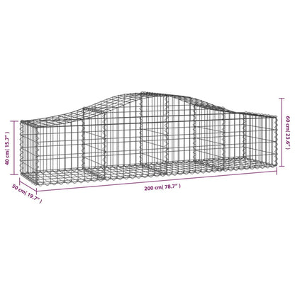 Schanskorven 3 st gewelfd 200x50x40/60 cm gegalvaniseerd ijzer 3 200 x 50 x 40/60 cm