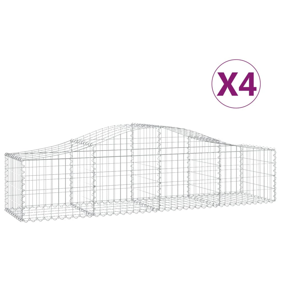 Schanskorven 4 st gewelfd 200x50x40/60 cm gegalvaniseerd ijzer 4 200 x 50 x 40/60 cm