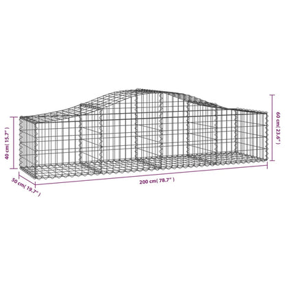 Schanskorven 4 st gewelfd 200x50x40/60 cm gegalvaniseerd ijzer 4 200 x 50 x 40/60 cm