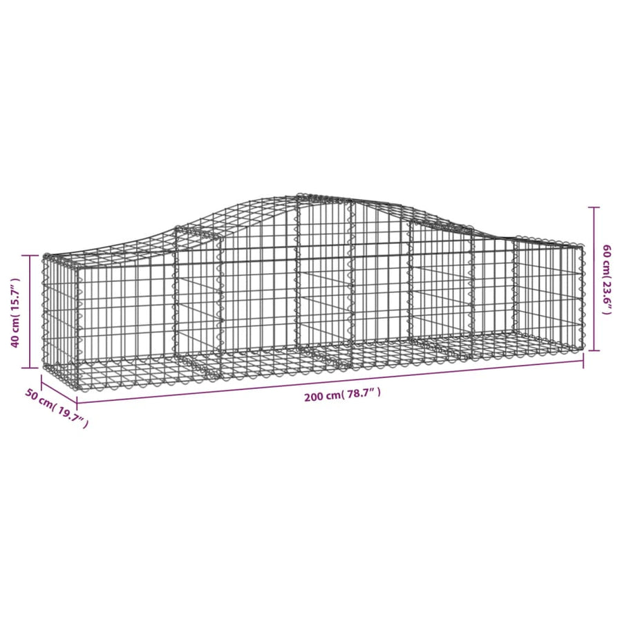 Schanskorven 4 st gewelfd 200x50x40/60 cm gegalvaniseerd ijzer 4 200 x 50 x 40/60 cm