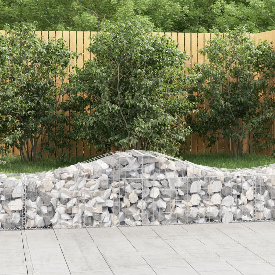 Schanskorven 4 st gewelfd 200x50x40/60 cm gegalvaniseerd ijzer 4 200 x 50 x 40/60 cm