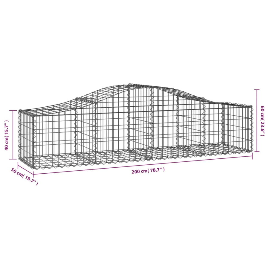 Schanskorven 10 st gewelfd 200x50x40/60 cm gegalvaniseerd ijzer 10 200 x 50 x 40/60 cm