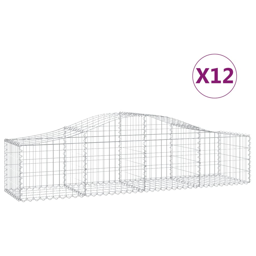 Schanskorven 12 st gewelfd 200x50x40/60 cm gegalvaniseerd ijzer 12 200 x 50 x 40/60 cm