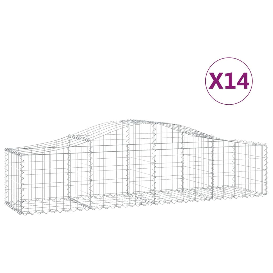 Schanskorven 14 st gewelfd 200x50x40/60 cm gegalvaniseerd ijzer 14 200 x 50 x 40/60 cm
