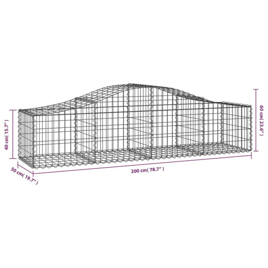 Schanskorven 14 st gewelfd 200x50x40/60 cm gegalvaniseerd ijzer 14 200 x 50 x 40/60 cm